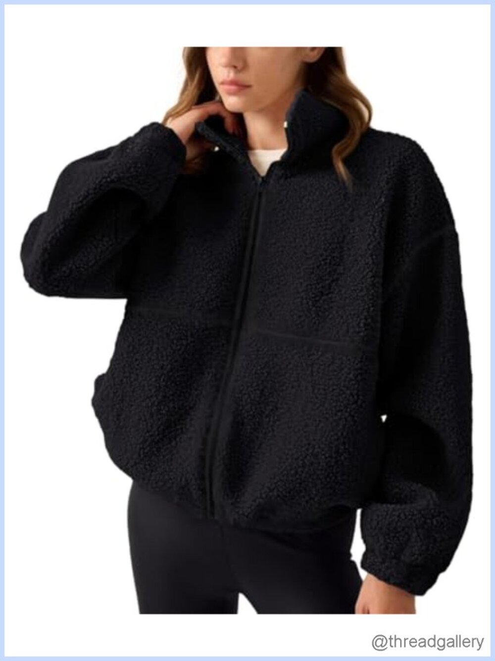 Womens Sherpa Fleece Jacket Zip Up Sweatshirt Winter Warm Sweater